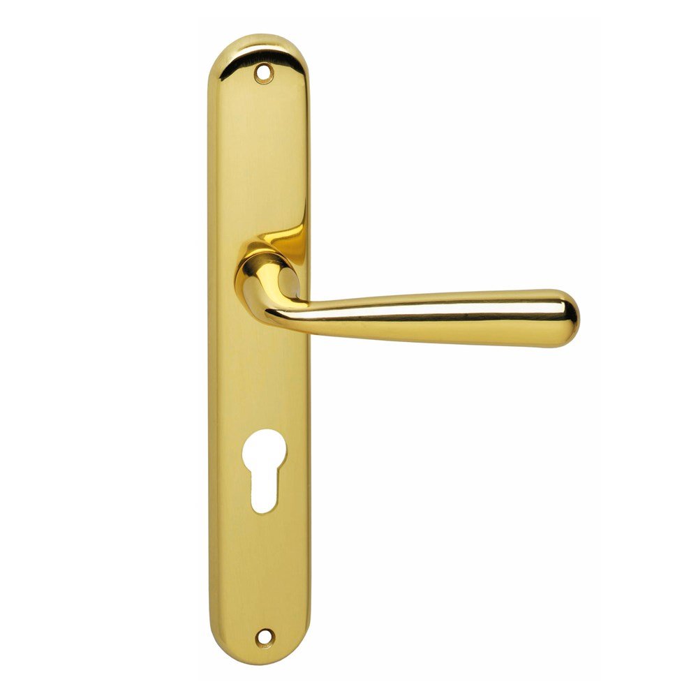 Deurkruk Yvonne schild PC 72 mm mess. gelakt