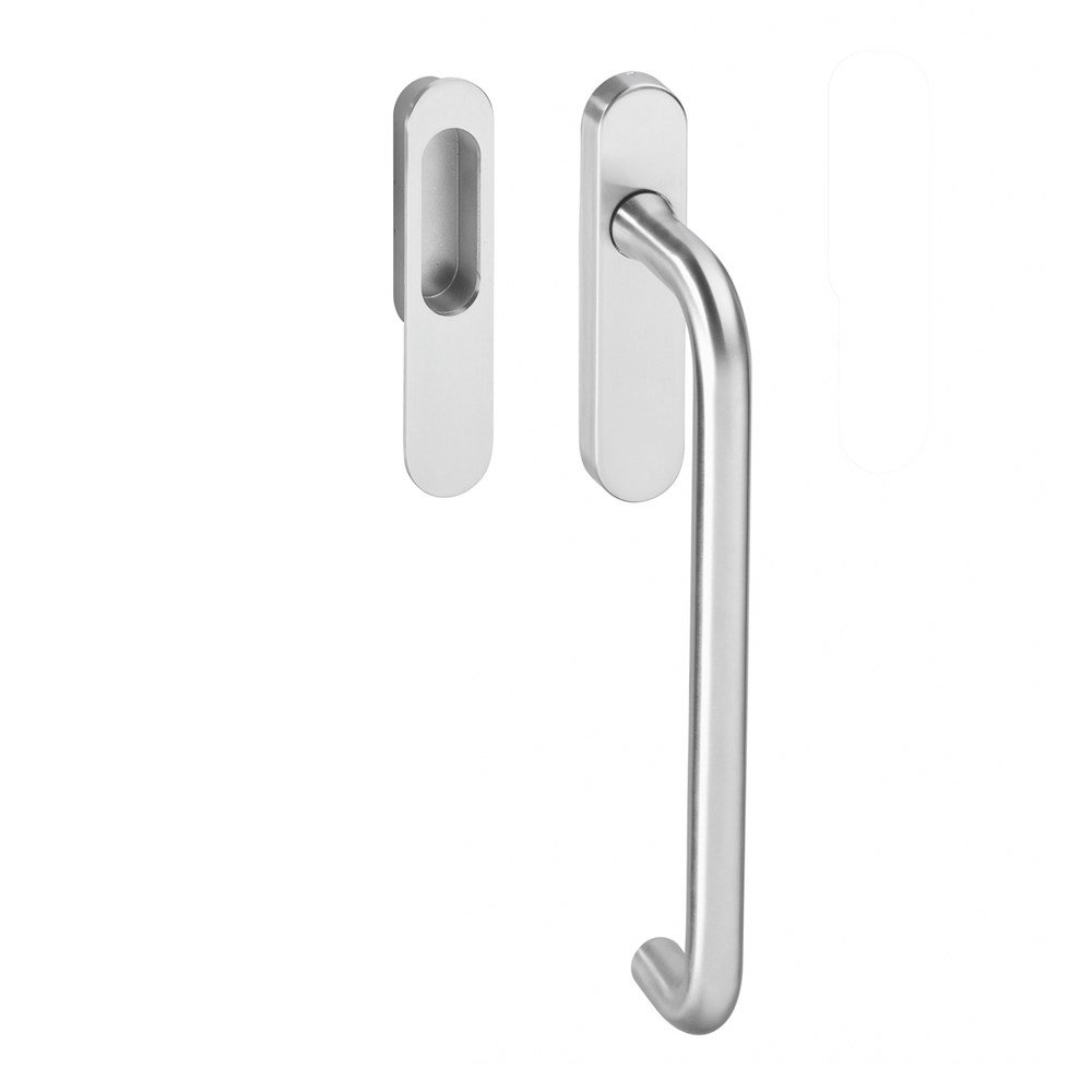 Hef-/schuifdeurbeslag blind rvs geborst.