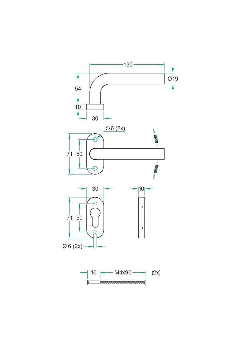 Deurkruk op rozet LIDO zwart ovaal rozet PC