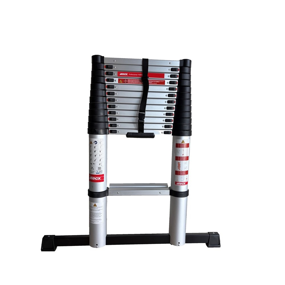 4tecx Telescoopladder 3,8m - 13 tredes + stabiliteitsbalk
