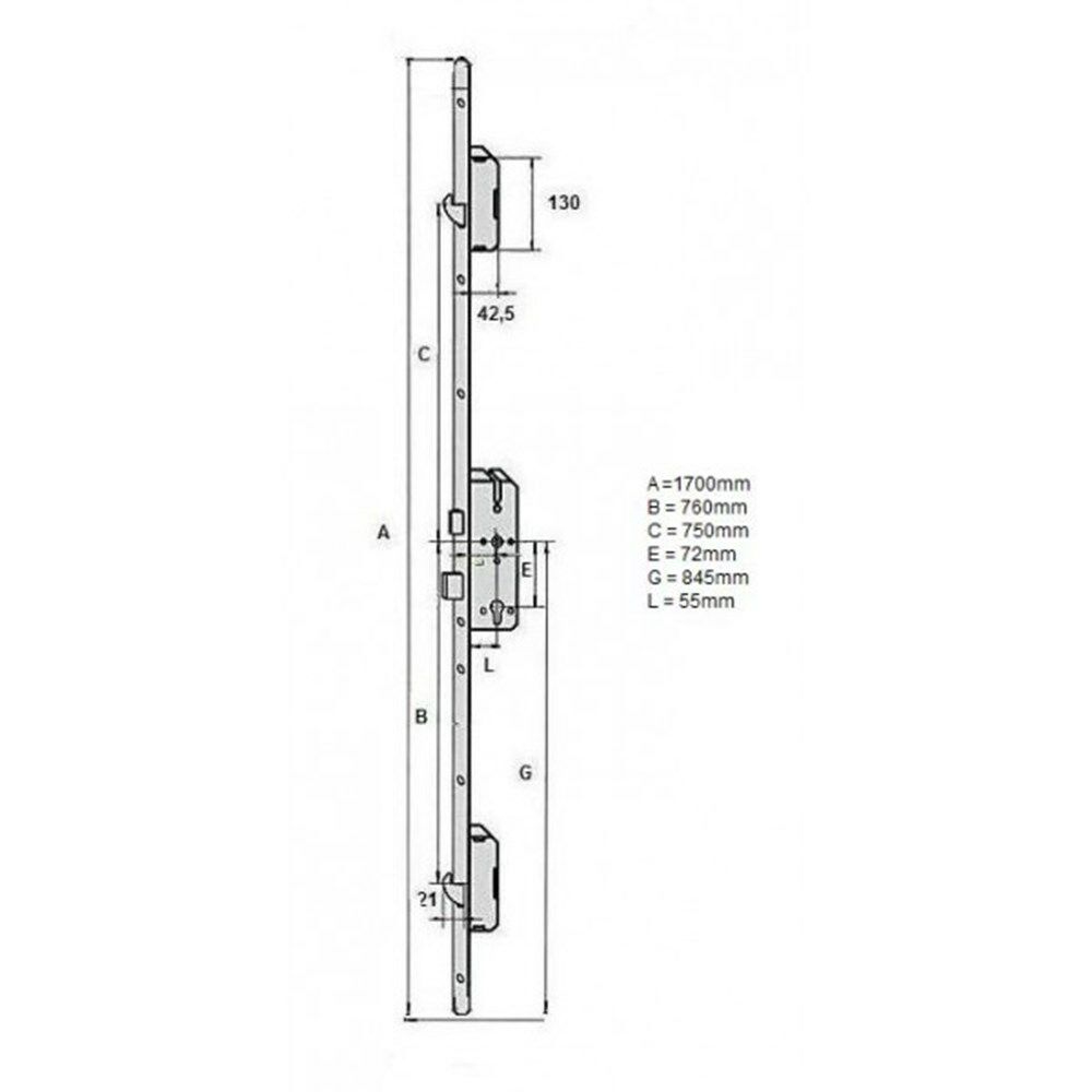 KFV mp-sluiting AS4900-W268 pc72 haakschoot, krukbediend