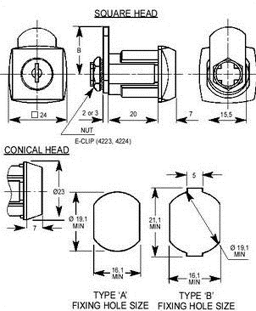 Eurolocks automatencilinder 0802-51 zonder sluitlip afbeelding