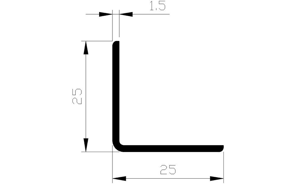 Hoekbeschermer alu geanod 25x25mm (3mtr) afbeelding