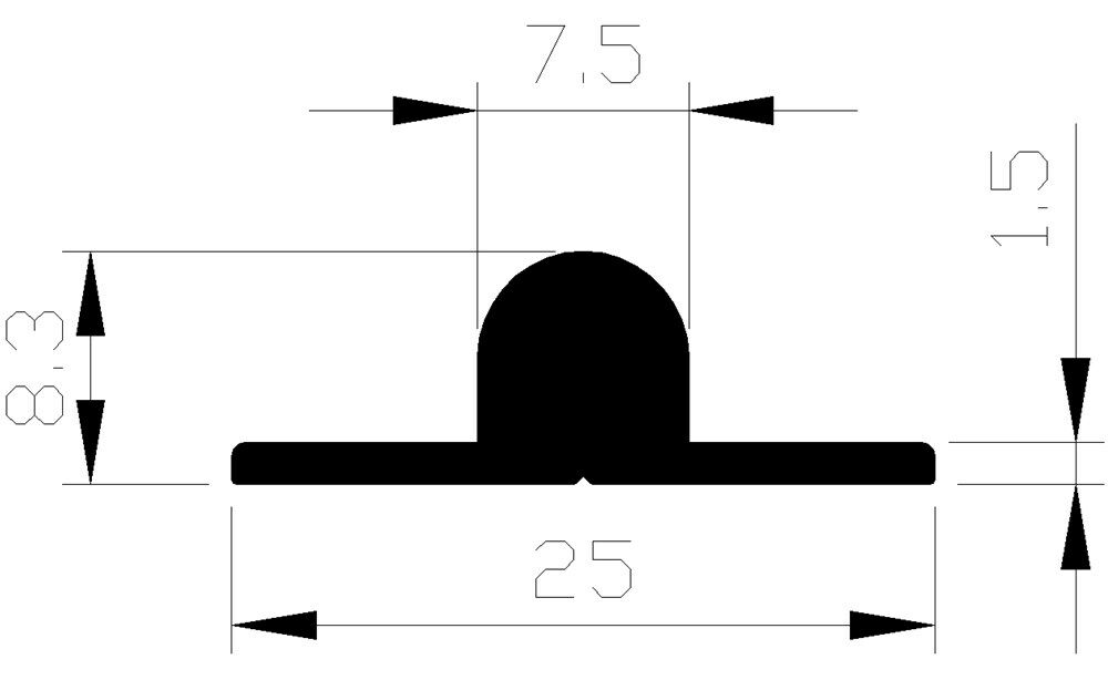 Schuifdeurrail alu brute 25x7.5x8.3mm afbeelding