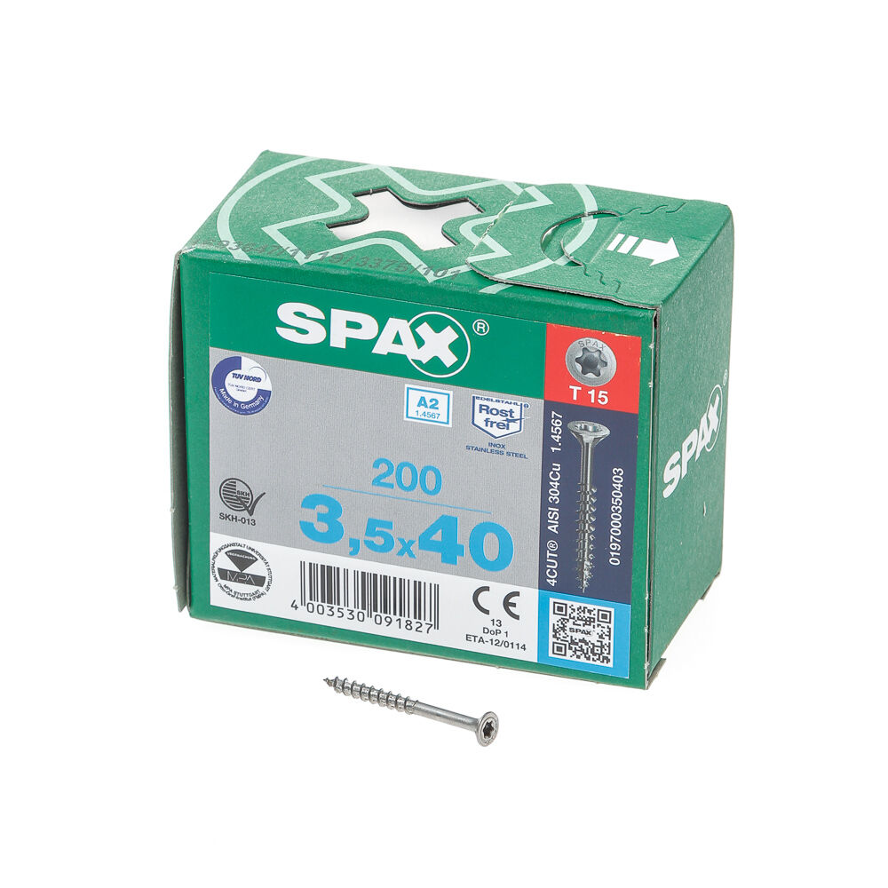 Spax pk t15 rvs dd 3,5x40(200) afbeelding