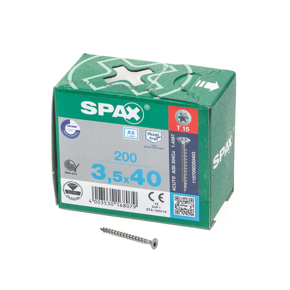 Spax pk t15 rvs vd 3,5x40(200) afbeelding