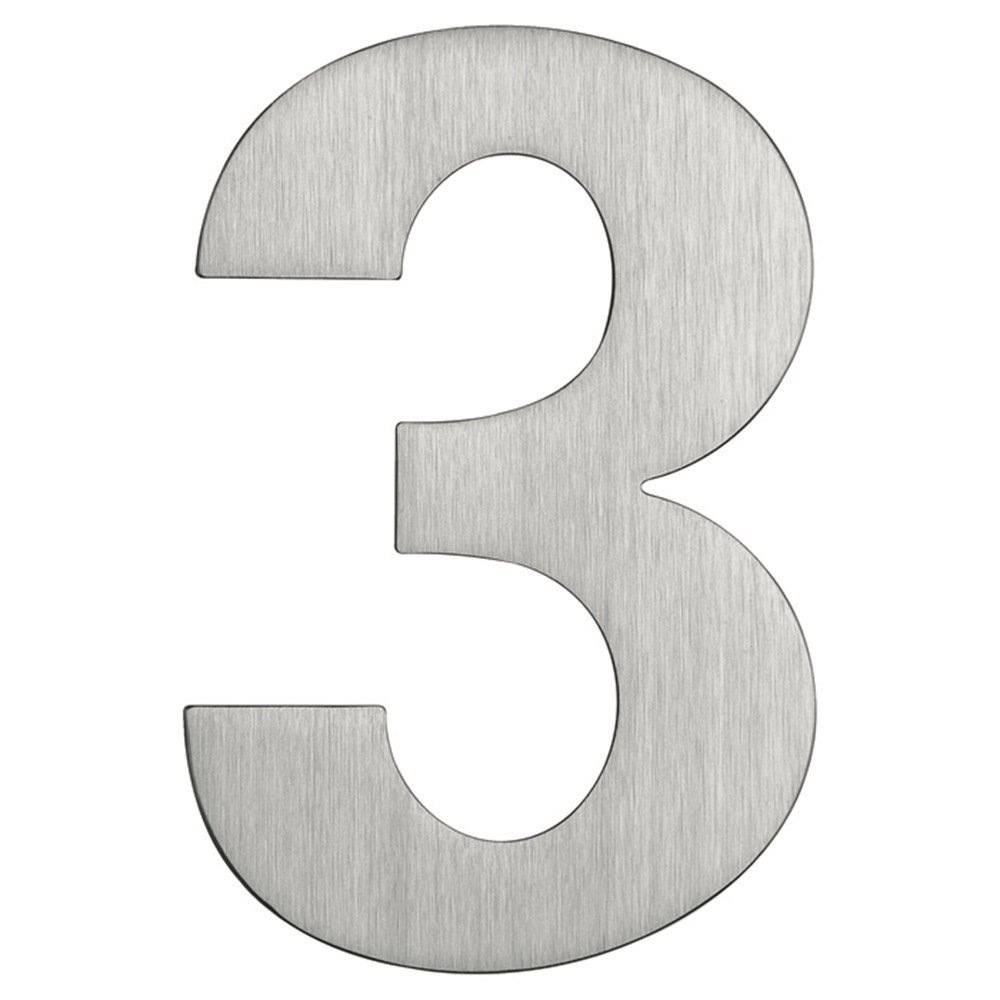 Huiscijfer 3 rvs mat 120 mm