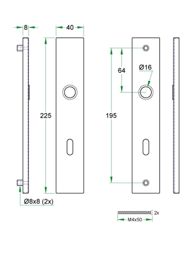 Schildpaar rechthoek LS rvs mat PC90