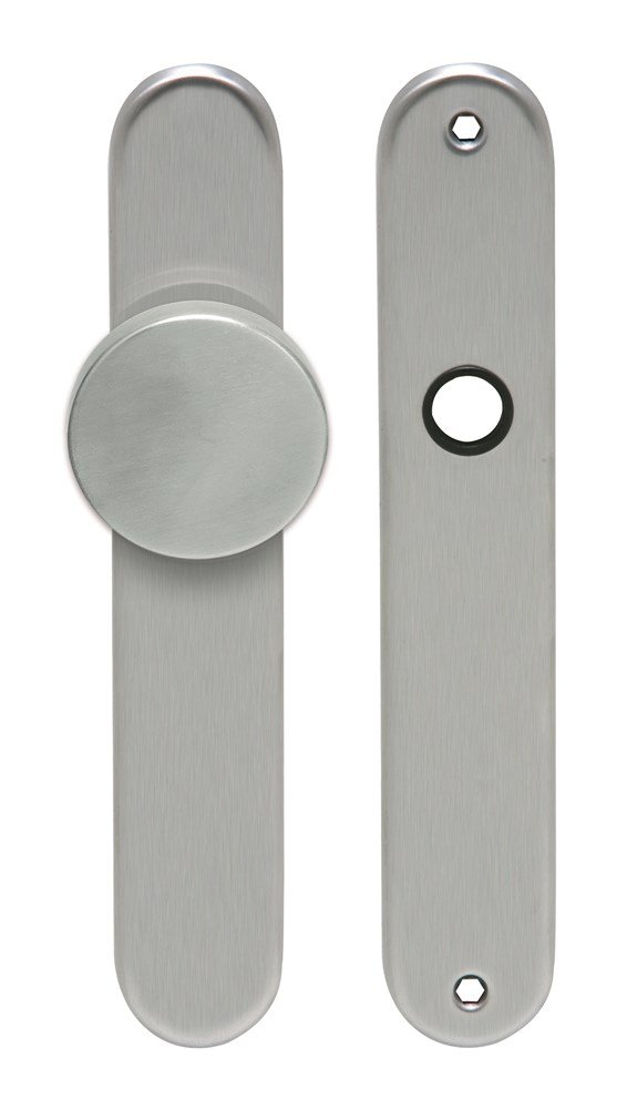 Knop/krukschild afgerond LS rvs mat blind