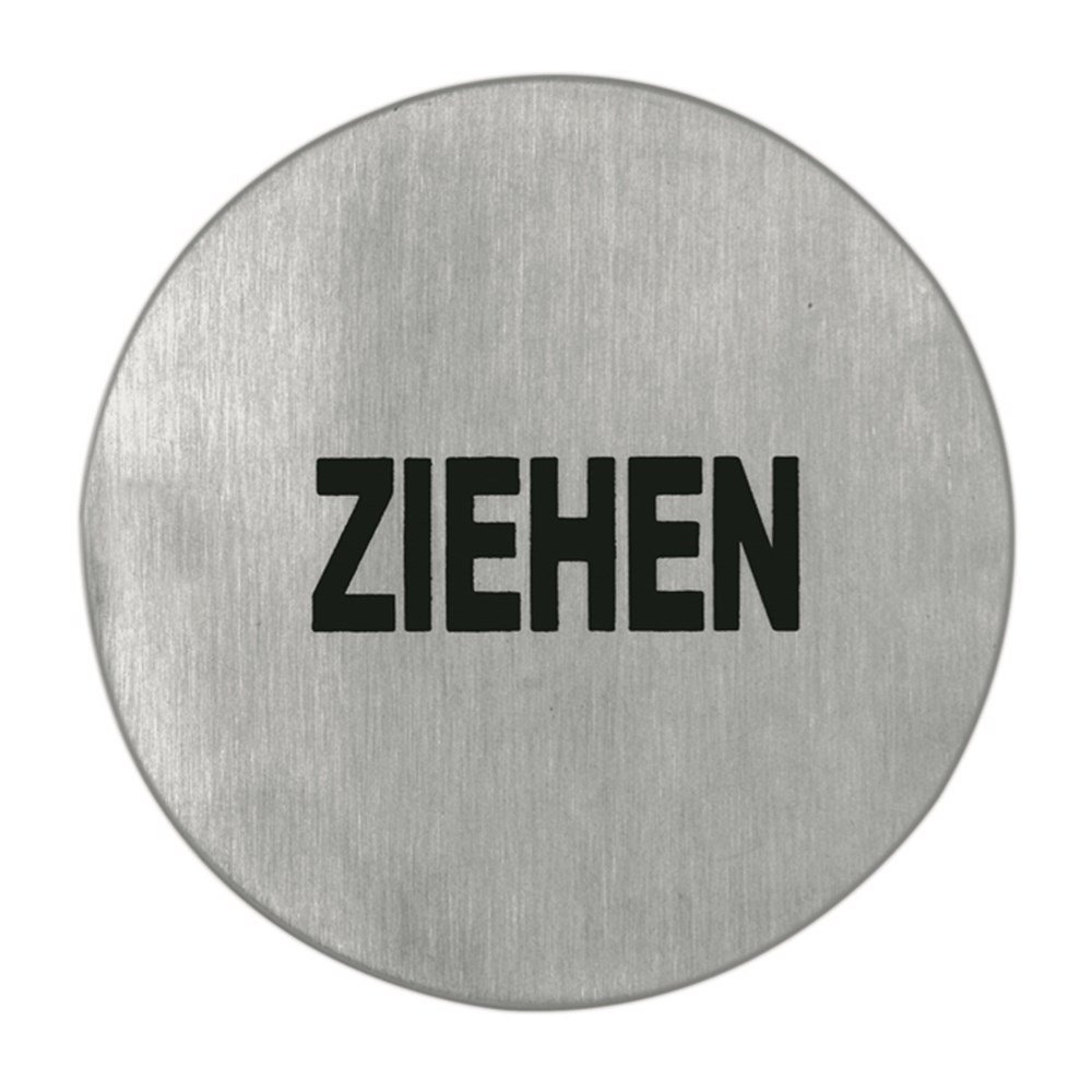 Symboolplaat ziehen Ã¸75mm rvs mat