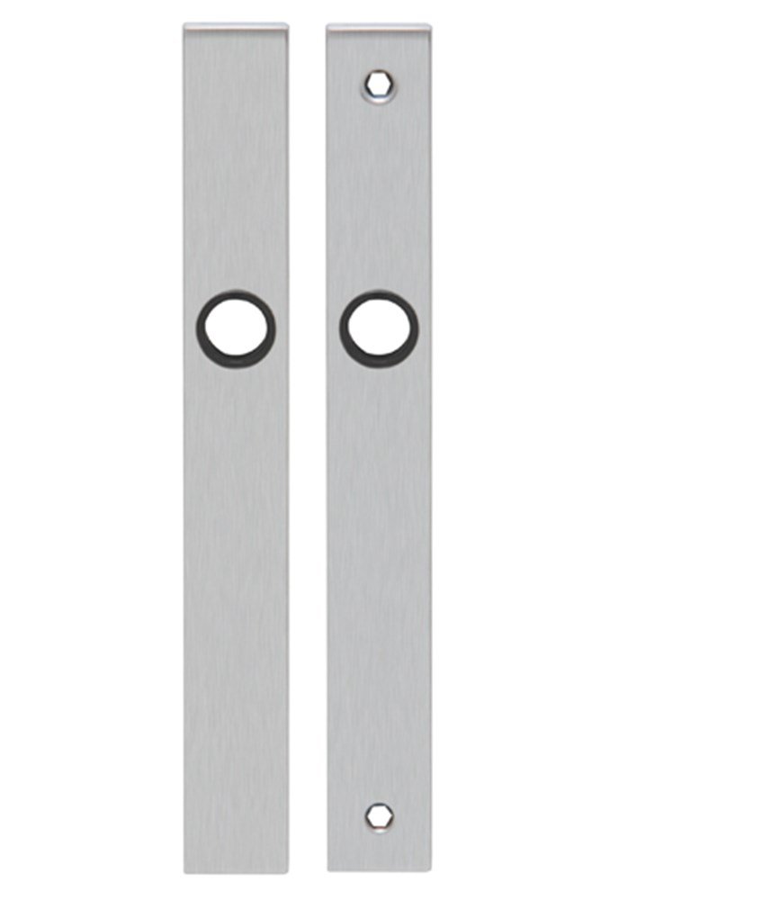 Schildpaar smal rechthoek LS rvs mat blind