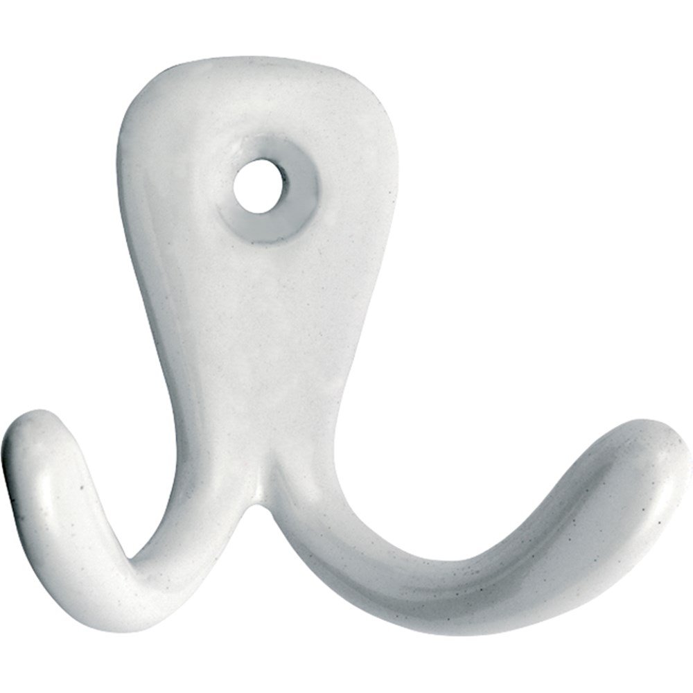 Kanhaak dubbel 1 schr.gat 40mm witgelakt