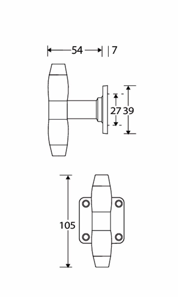Grote kastknop Ton/vierk. rozet MAN