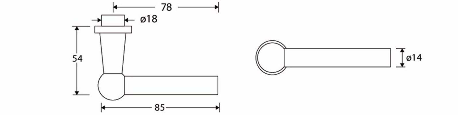 Deurkruk Chemin de Fer 85mm MGO