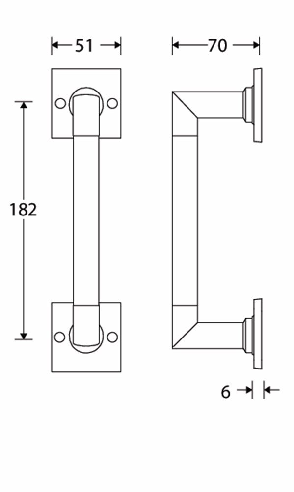 Deurgreep BH op vierk r. MGC-eb 182mm
