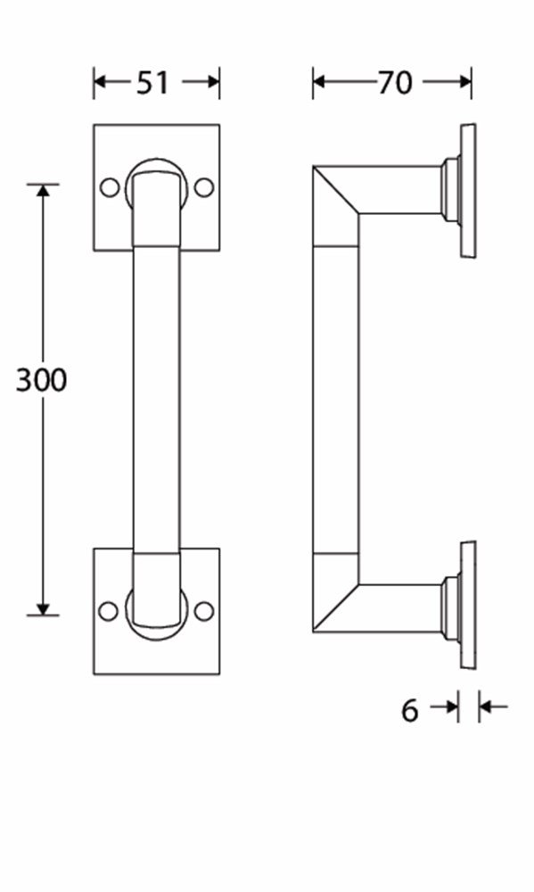Deurgreep BH op vierk r. MGC-eb 300mm