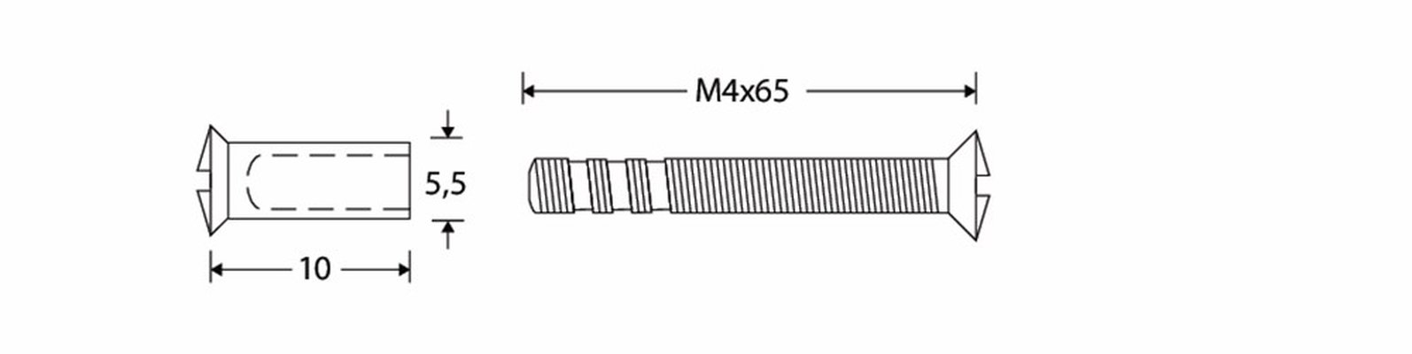 Patentbout m/huls M4x60mm (2st) MGC
