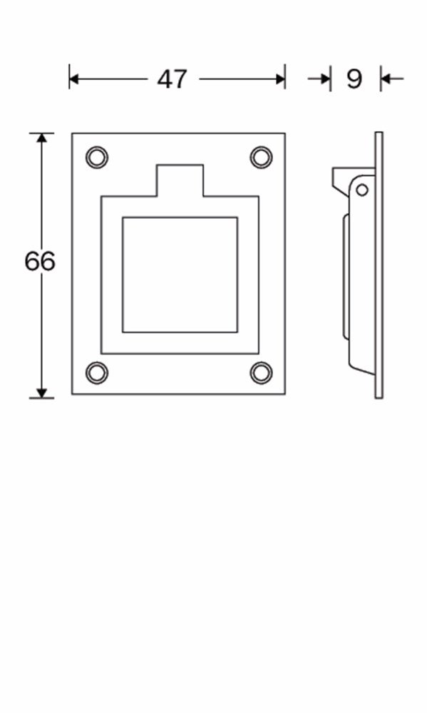 Luikring rechthoekig 66x48mm/vierk MTO