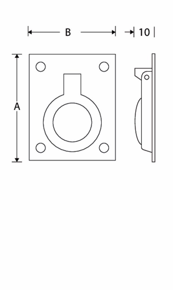 Luikring rechthoekig 50x38mm MGC