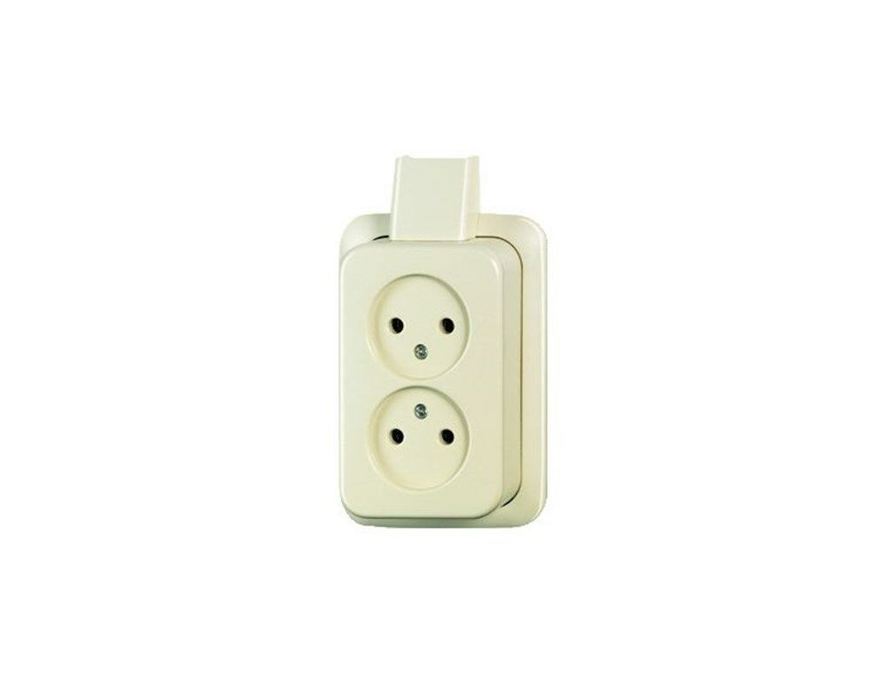 BJ wandcontactdoos 20-02APJ opbouw 2-voudig cremewit afbeelding