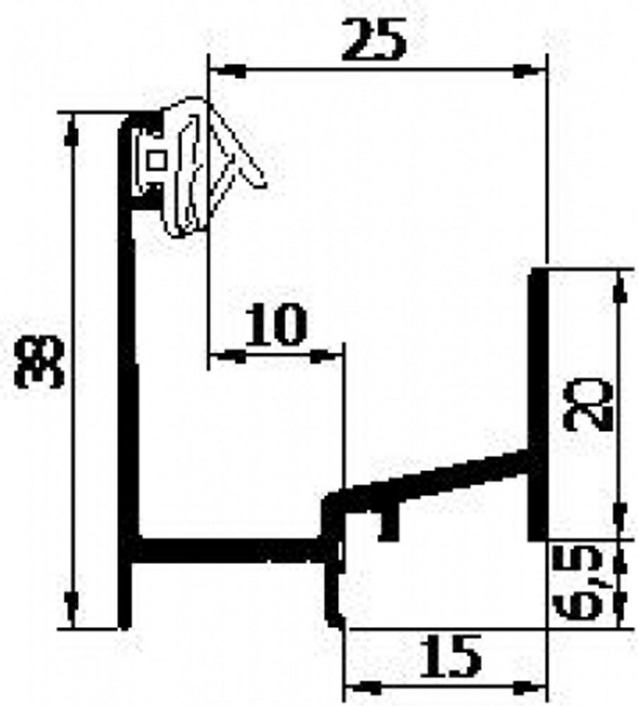 Aanslagprofiel LU.B3.3.G met afdichtingsrubber (5mtr)