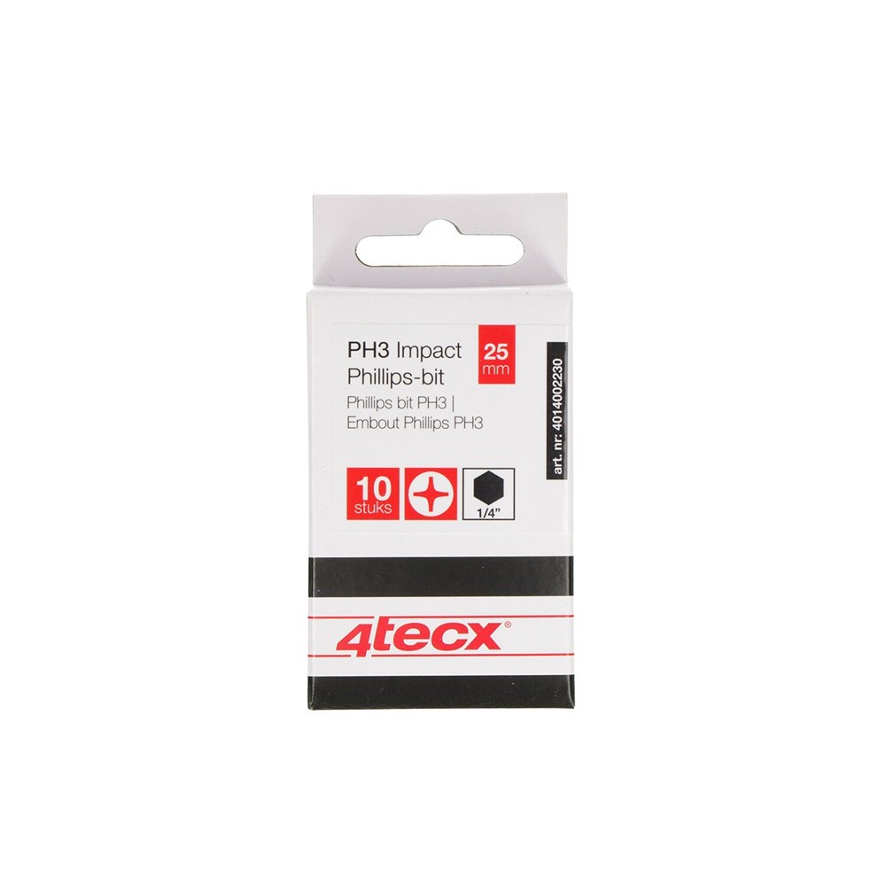 4tecx Phillips-bit PH3 25mm Impact 10 stuks