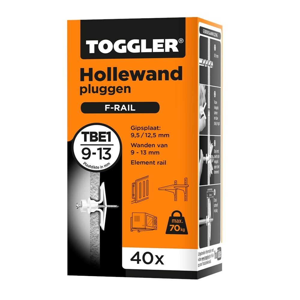 Toggler hollewandplug TBE1 9-13mm (40st) afbeelding