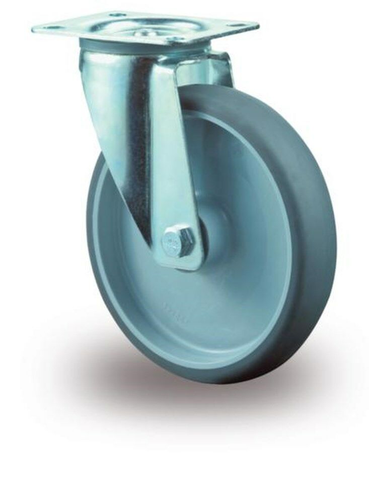Zwenkwiel 100mm rubber totale hoogte 128mm