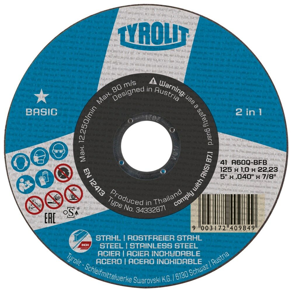 Tyrolit doorslijpschijf rvs 115x1.6x22.2mm afbeelding