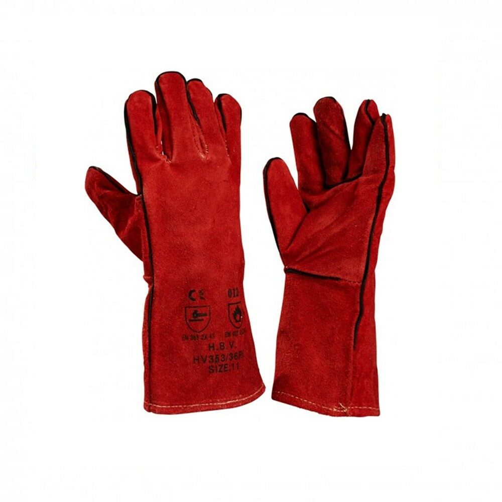 Lashandschoen HV353/36RK rood, 5 vingers, 36cm kap afbeelding