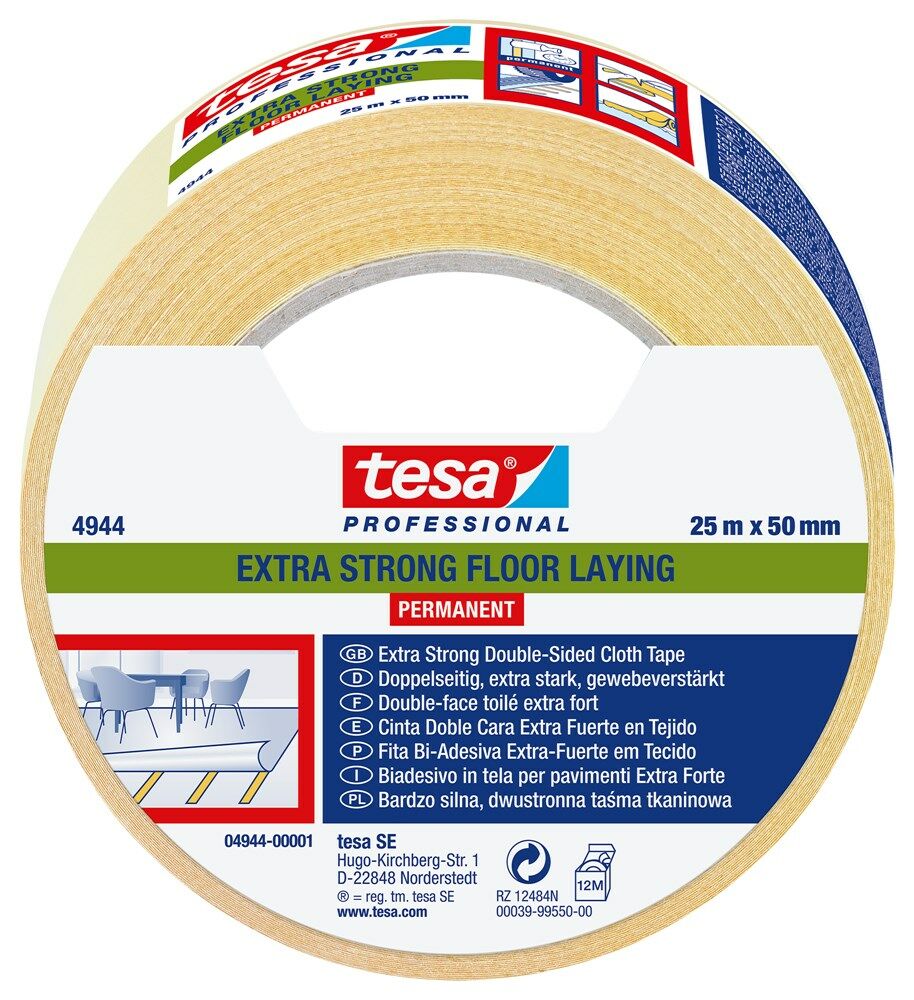 Tesa dubbelz.weefseltape Tesafix 4944 transp. 50mmx25mtr afbeelding