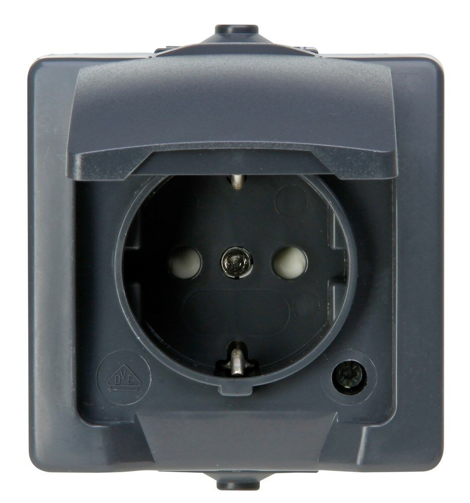 Nautic wandcontactdoos enkel IP44 1V RA antraciet afbeelding
