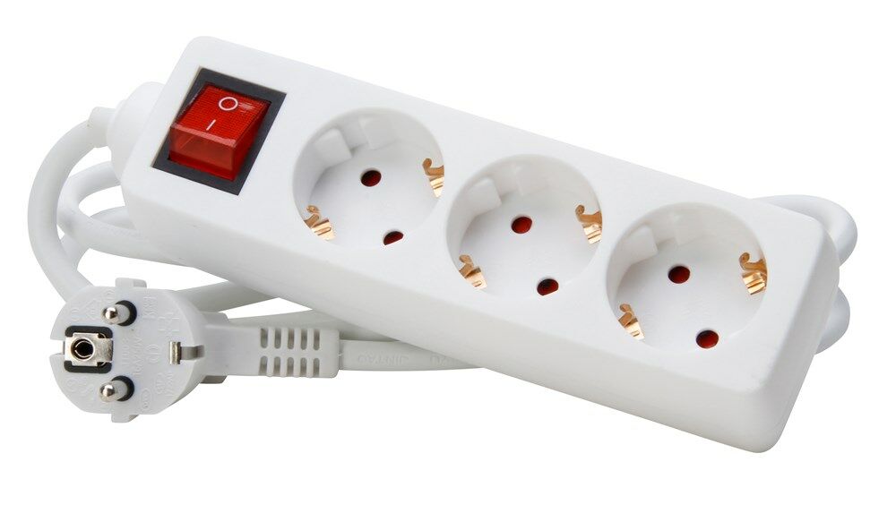 Kopp tafelcontactdoos 3-voudig 45g RA+schak. wit (1.4mtr) afbeelding