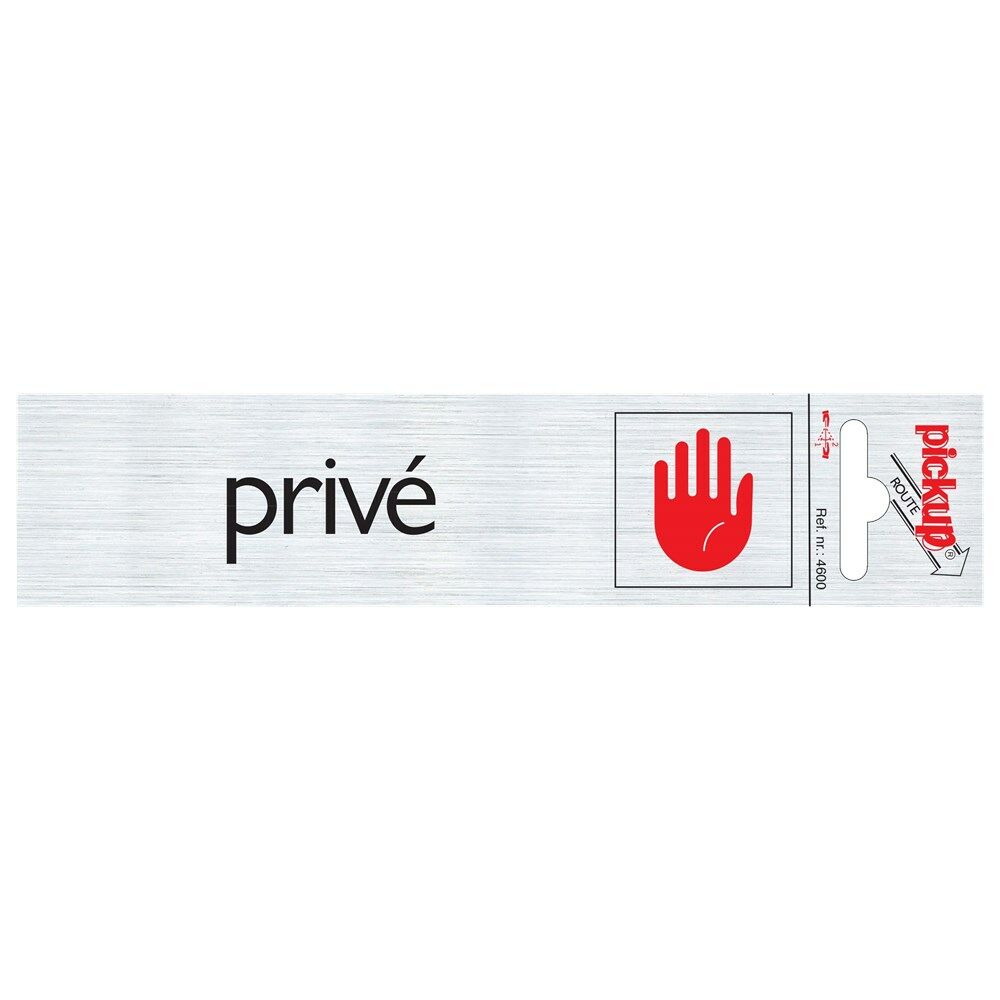 Tekstplaat Prive 165x44mm rechthoek alulook, zelfklevend afbeelding