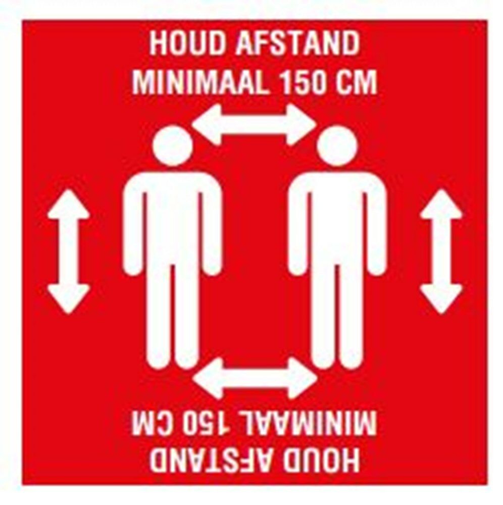 Vloersticker (Corona) 280x280mm Houd afstand min.1.5mtr afbeelding