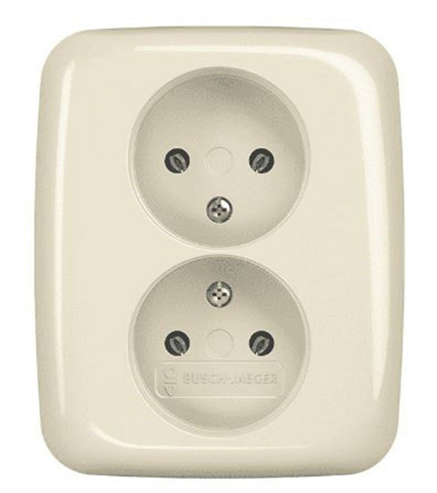 BJ wandcontactdoos 202 UJR-212 2-voudig cremewit afbeelding