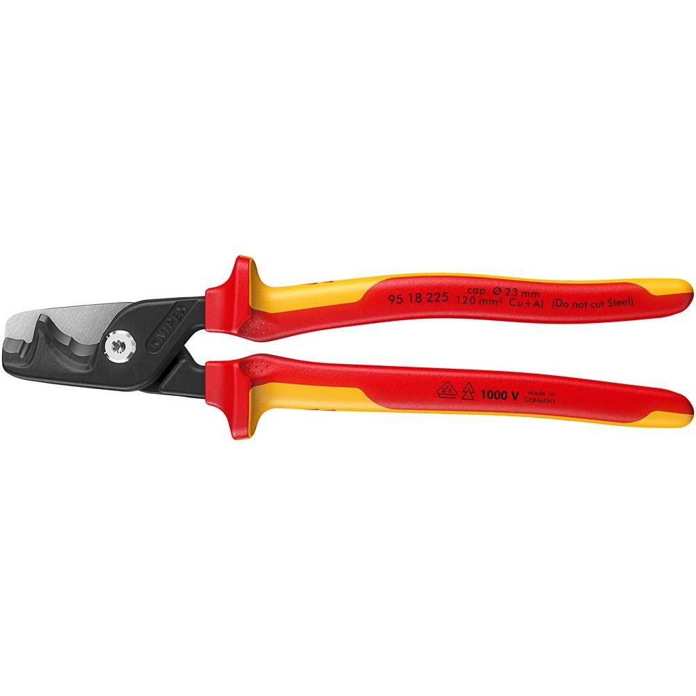 Kabelschere StepCut® XL L.225mm Kopf brün.VDE Mehrkomp.-Hüllen KNIPEX afbeelding