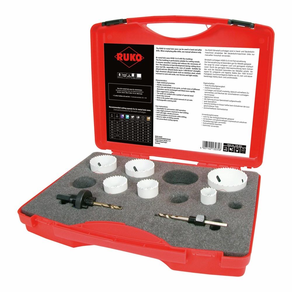 Gatenzagen-set 8-delig 22-68 mm snijdiepte 38 mm HSSE Co8-bimetaal RUKO afbeelding