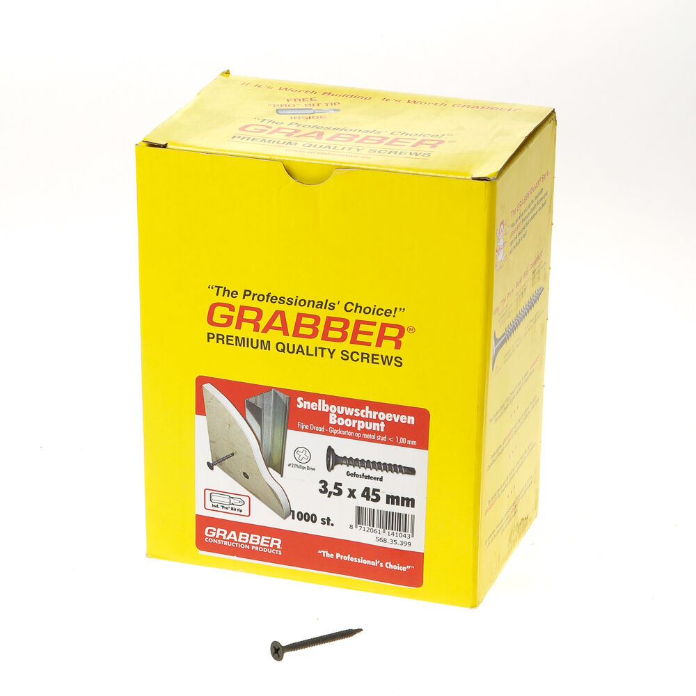 Grabber snelbouwschroef 3.5x 45 boorpunt gefo