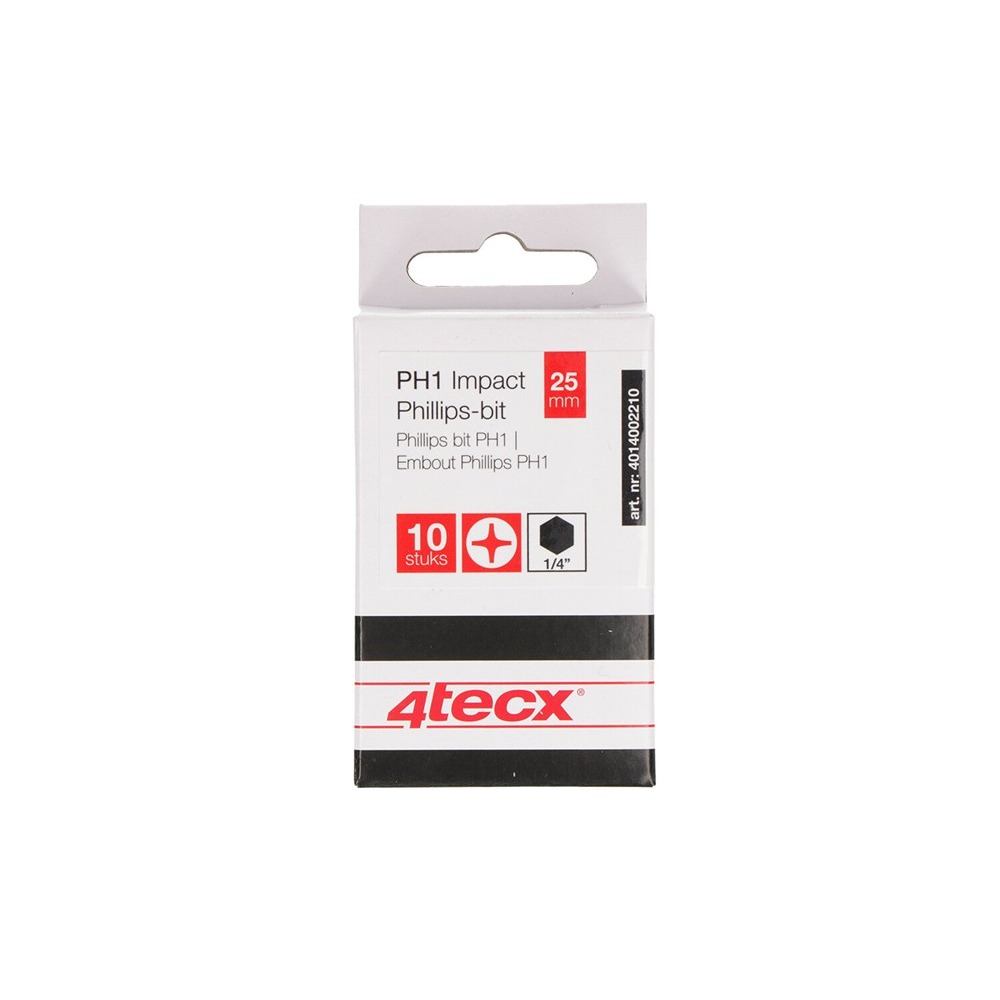 4tecx Phillips-bit PH1 25mm Impact 10 stuks