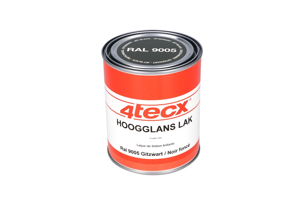 4tecx Hoogglans lak RAL 9005 gitzwart 0,75ltr