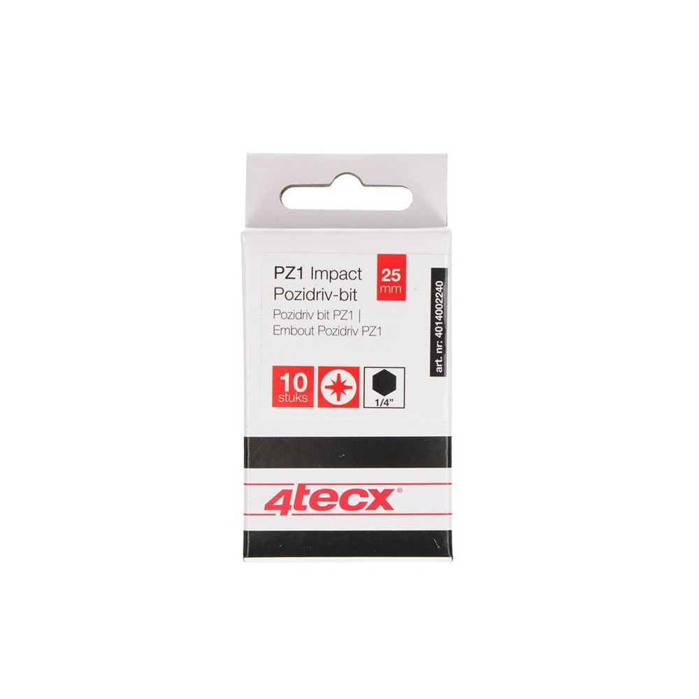 4tecx Pozidriv-bit PZ1 25mm Impact 10 stuks