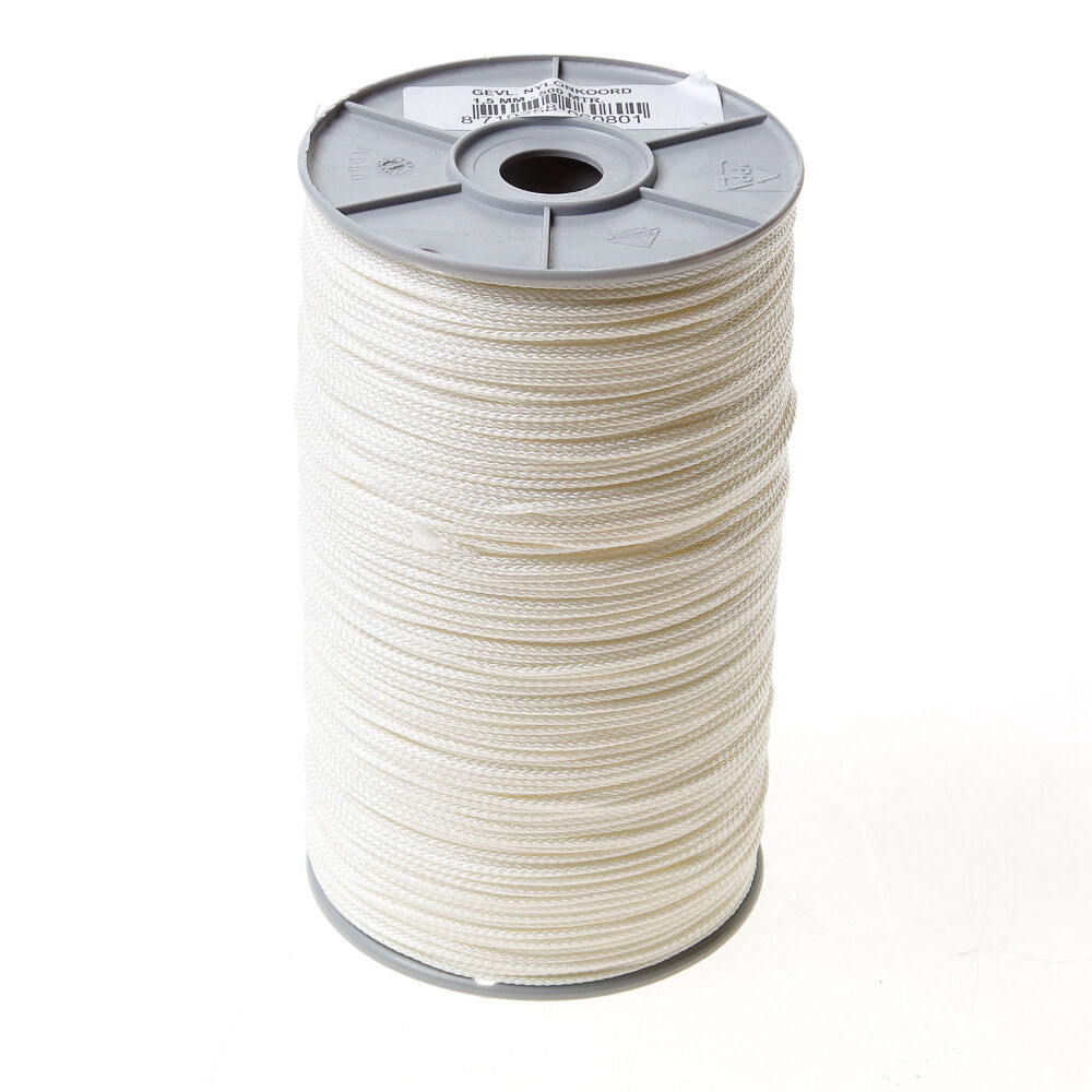 Nylonkoord wit gevlochten 1.5mm afbeelding