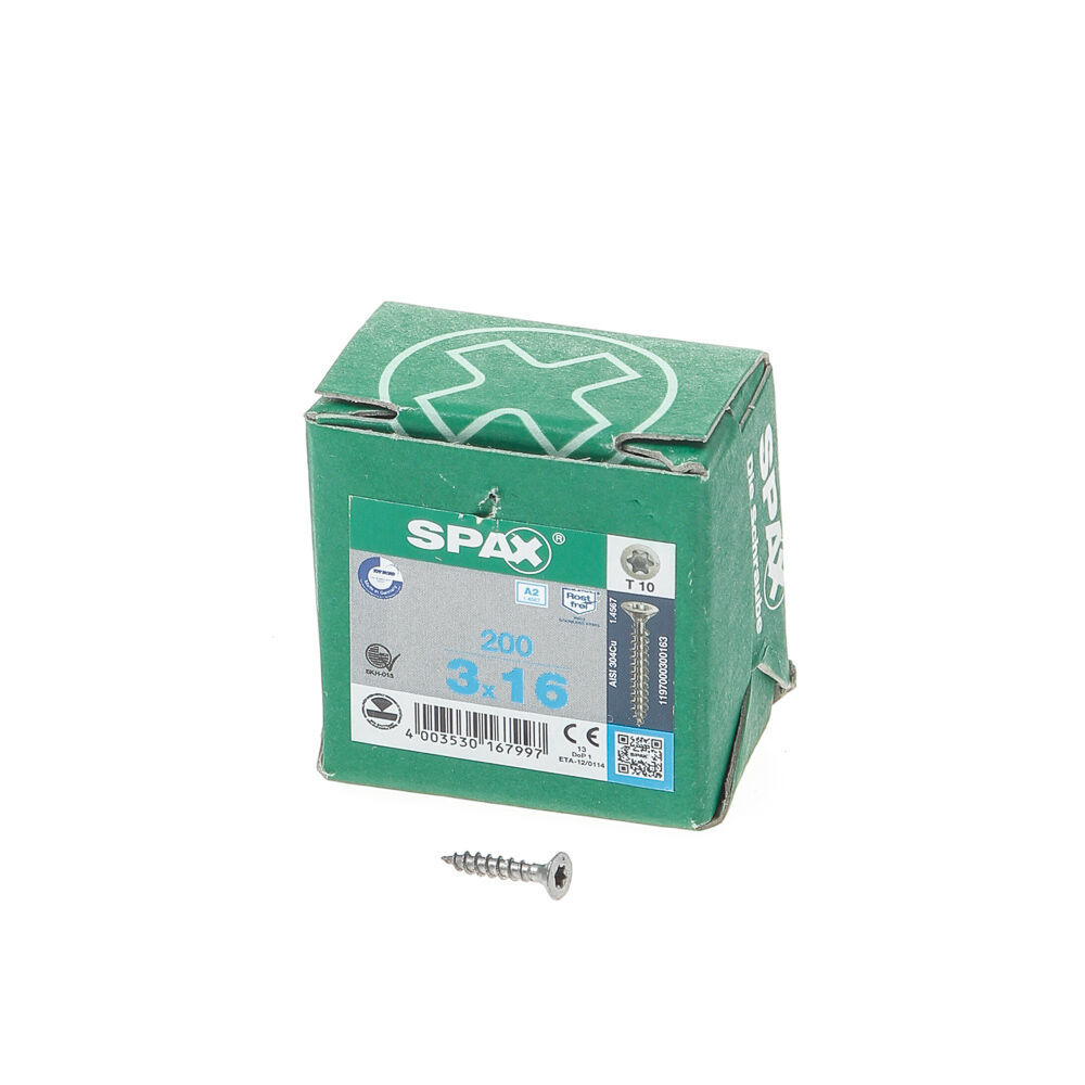 Spax pk t10 rvs vd 3,0x16(200) afbeelding