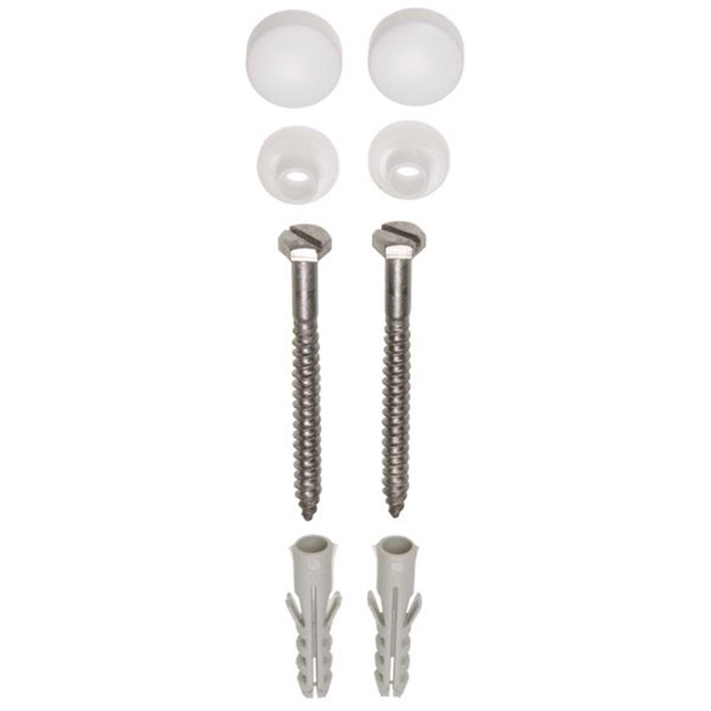 Zeskant potschroeven RVS 70mm met witte kap (2st) afbeelding