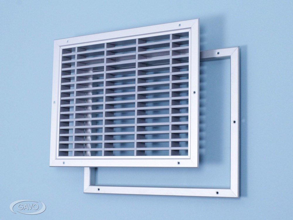 Deurrooster brandwerend geanodiseerd kader grijze lamellen