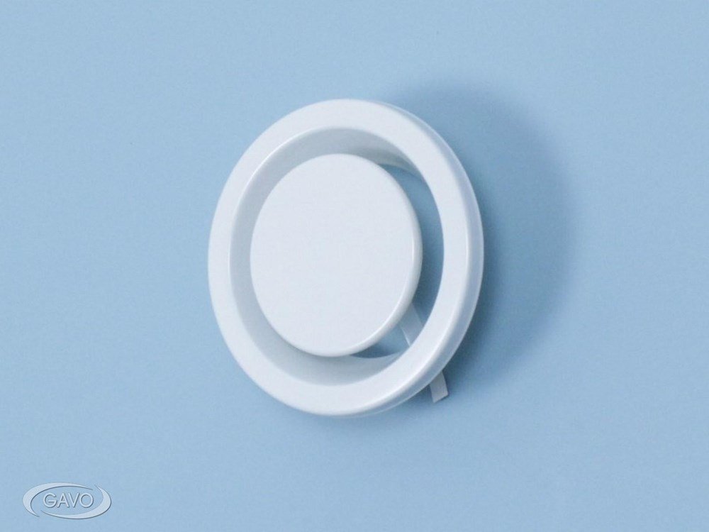 Afzuigventiel rond staal RAL 9010 buis 100 mm