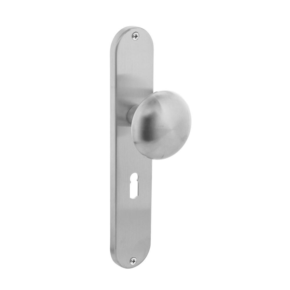 Knop padd. schild sl.gat 56 mm rvs geborst. afbeelding