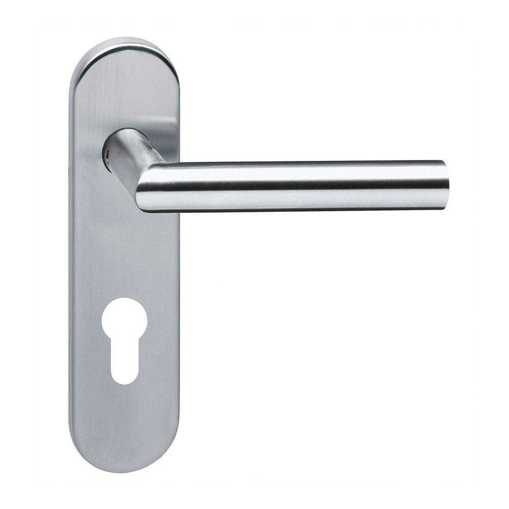 Deurkruk Hoek 90°brandvertragend 9mm op kortschild profielcilindergat 72mm RVS afbeelding