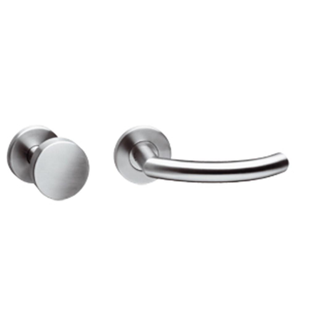 Knop/kruk garnituur rechts half rond/90°met profielcilindergat plaatje afbeelding